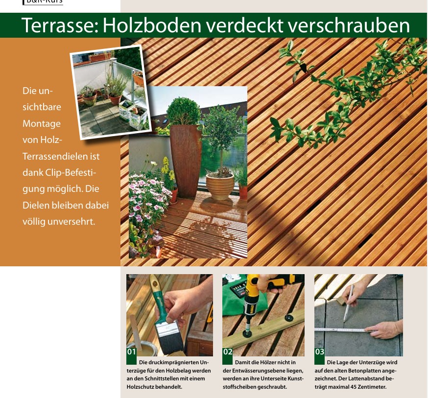 Terrasse Holzboden verdeckt verschrauben