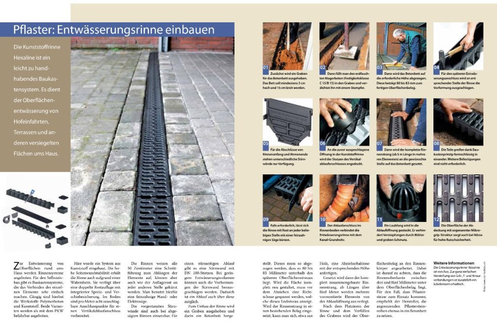 Anleitung zum Einbau einer Entwässerungsrinne mit Bildern und Schritt für Schritt Anleitung