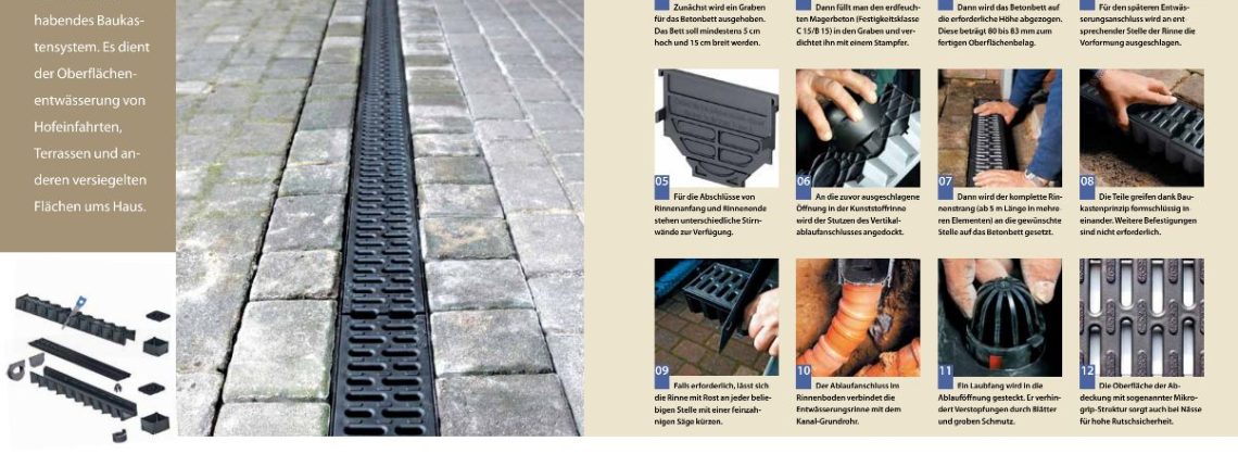 Entwässerungsrinne einbauen 6 Anleitung zum Einbau einer Entwässerungsrinne mit Bildern und Schritt für Schritt Anleitung