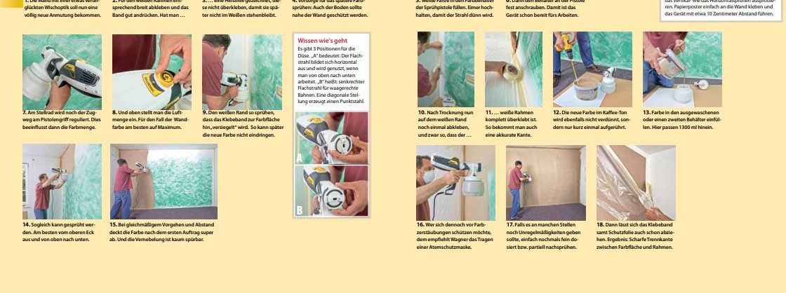 Innenwand umgesprüht 4 Anleitung zum Umsprühen einer farbigen Wand mit Bildern und Schritt für Schritt Anleitung