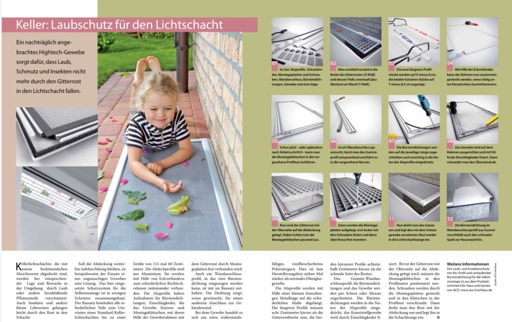 Keller Laubschutz für den Lichtschacht