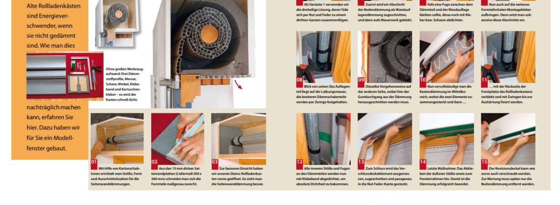 Anleitung zum Dämmen eines Rollladenkastens mit Bildern und Schritt für Schritt Beschreibung