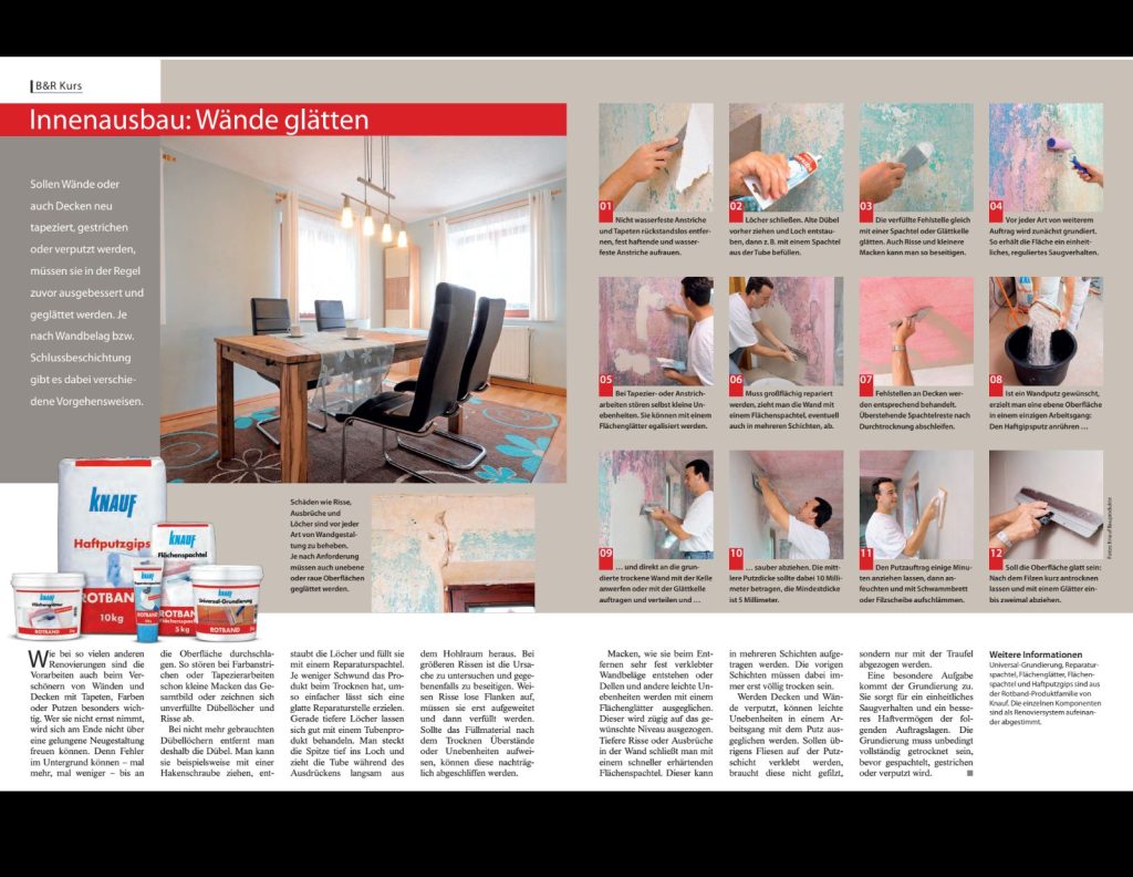 Anleitung zum Wände glätten mit Bildern und Schritt für Schritt Beschreibung