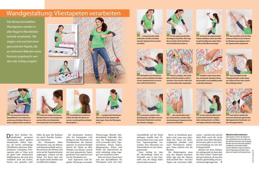 Anleitung zum Anbringen einer Vliestapete mit Schritt für Schritt Anleitung und Bildern