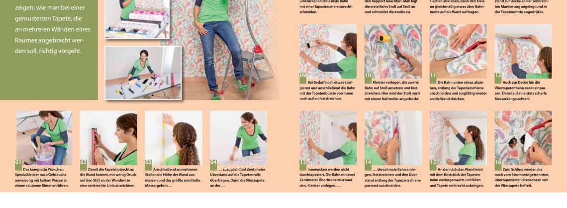 Wandgestaltung: Vliestapeten verarbeiten 6 Anleitung zum Anbringen einer Vliestapete mit Schritt für Schritt Anleitung und Bildern