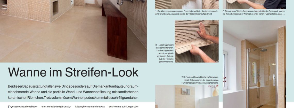 Wanne im Streifen-Look 4 Anleitung für das Fliesen einer Wanne mit gestreiften Fliesen mit Schritt für Schritt Anleitung