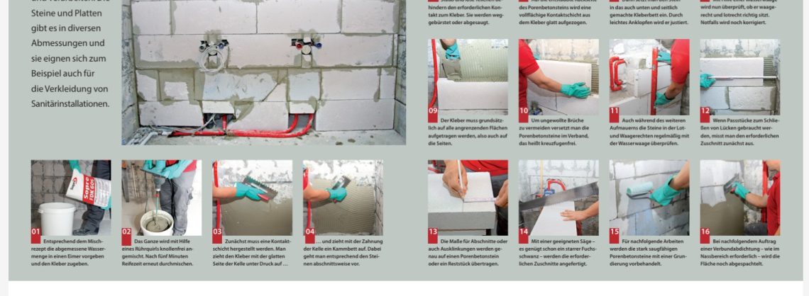 Innenausbau: Porenbeton-Vorwand mauern 8 Innenausbau_Porenbeton-Vorwand mauern