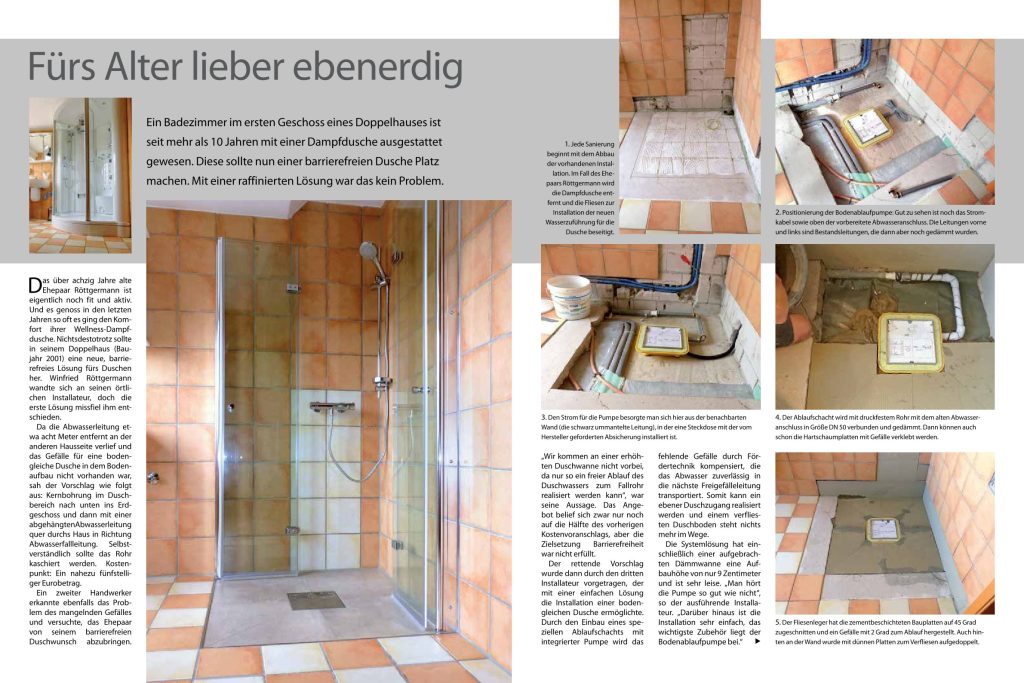 Anleitung zum Bau einer barrierefreien Dusche mit Bildern und Schritt für Schritt Beschreibung