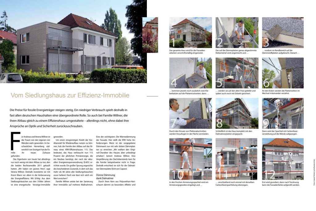 Anleitung zum Anbringen einer Fassadendämmung mit Dalmatinerplatten, mit Bildern und Schritt für Schritt Anleitung