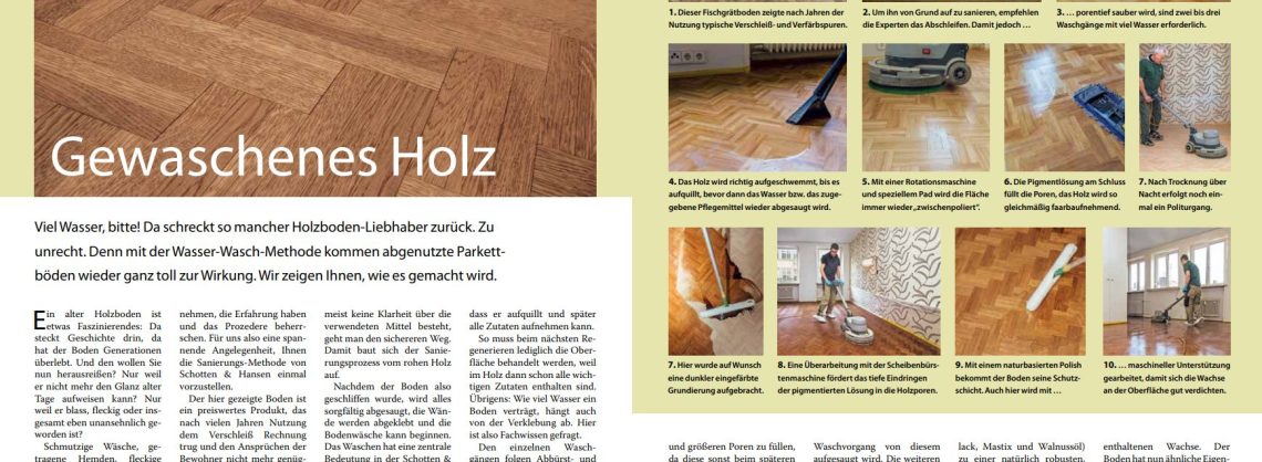 Anleitung zum Waschen eines Holzbodens mit der Wasser-Wasch-Methode, mit Bildern und Schritt für Schritt Anleitung