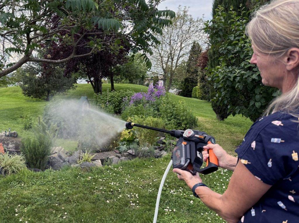 Positec Akku Reiniger Pflanzen bewässern