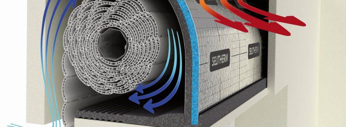 SELITHERM_Dämmung. Innenleben eines Rolladenkastens mit Dämmung. Rollladenkasten