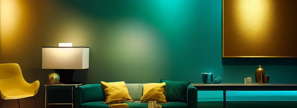 Wohnzimmer mit LED-Beleuchtung
