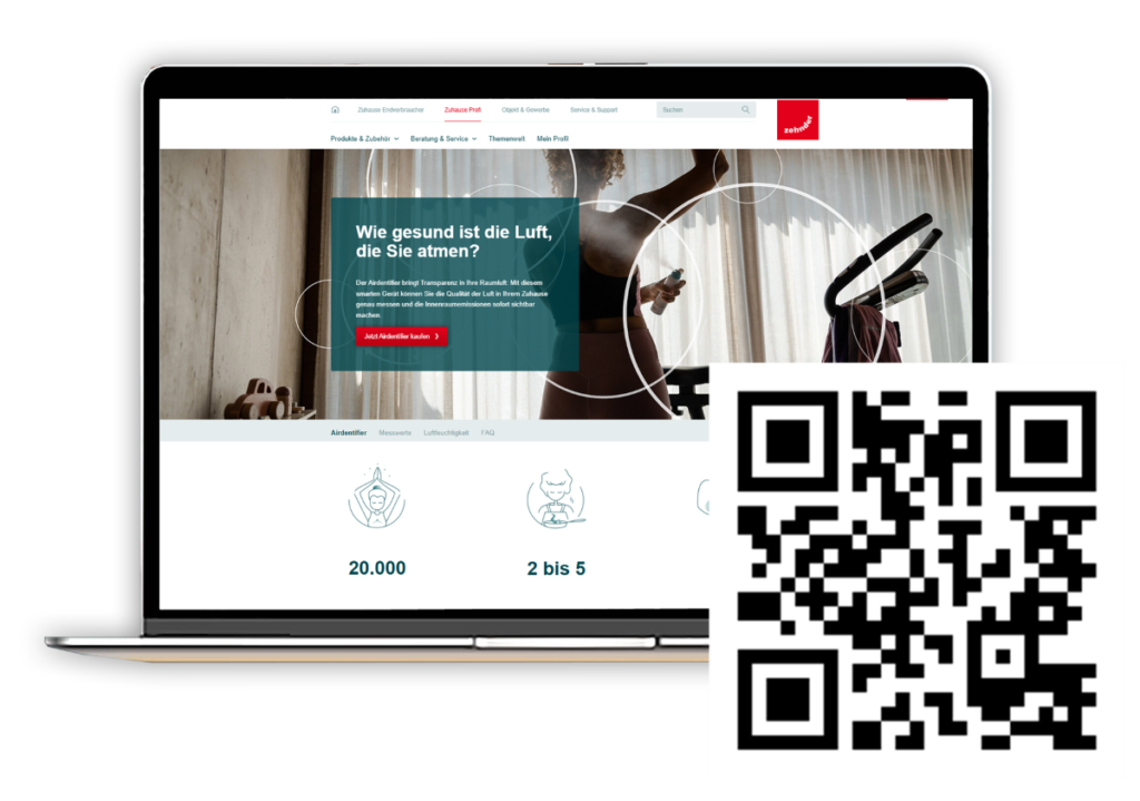 Die Raumluft-Ampel für das ganze Haus 5 PM Zehnder Airdentifier Website und qr code