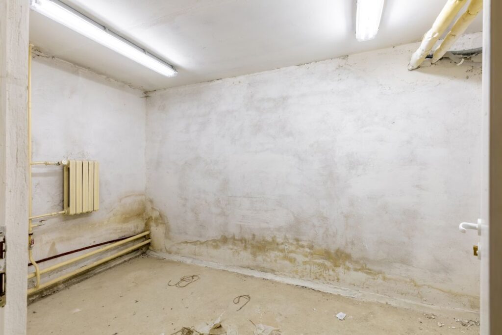 Innenwand Keller mit Wasserschaden sakret verarbeitung vertikalabdichtung aussen
